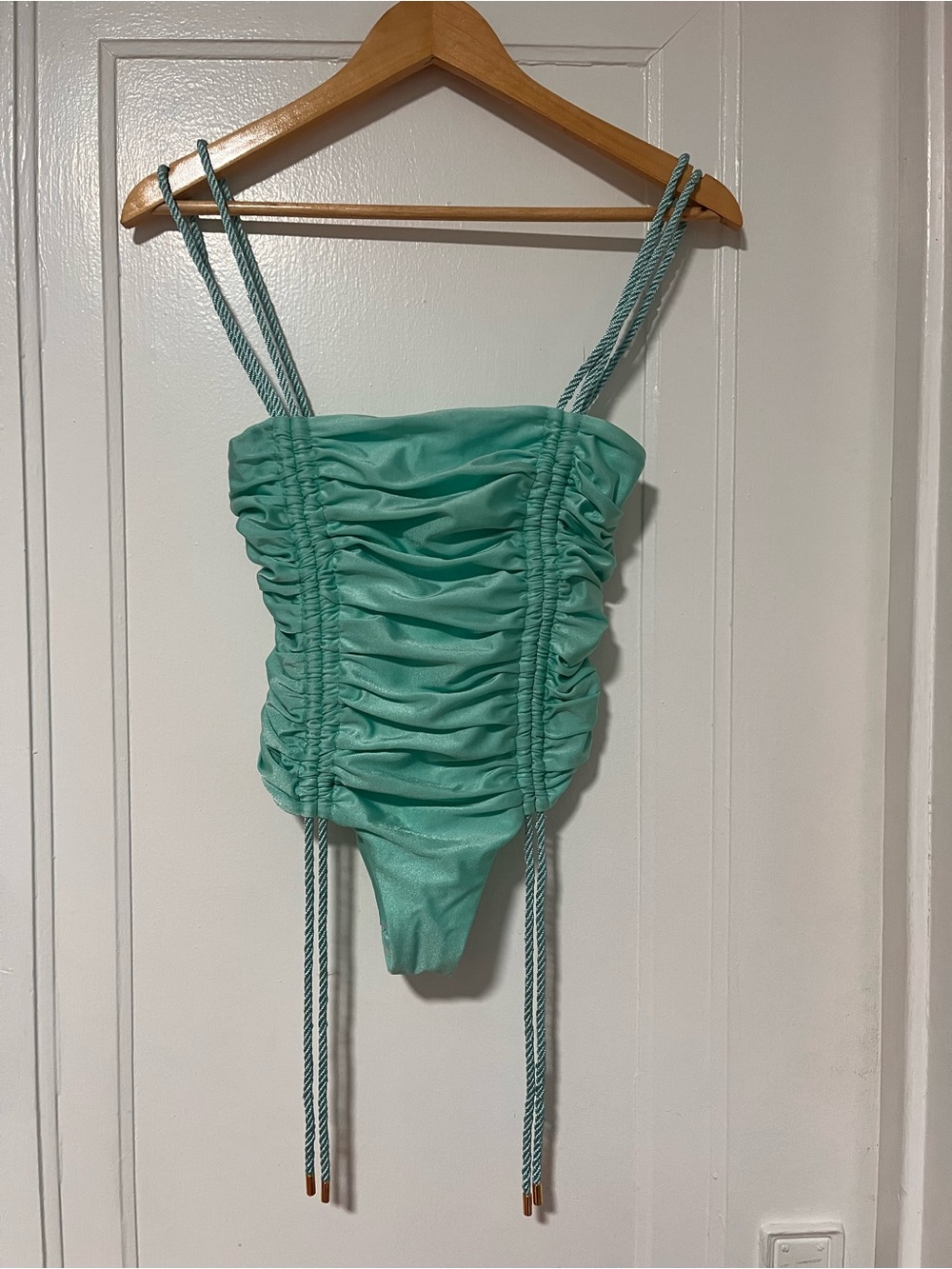 Baobab Ruched Mint Green One-Piece Swimsuit